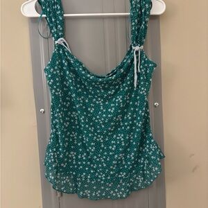 Free People Green Ruched Tie Front Tank Top💚